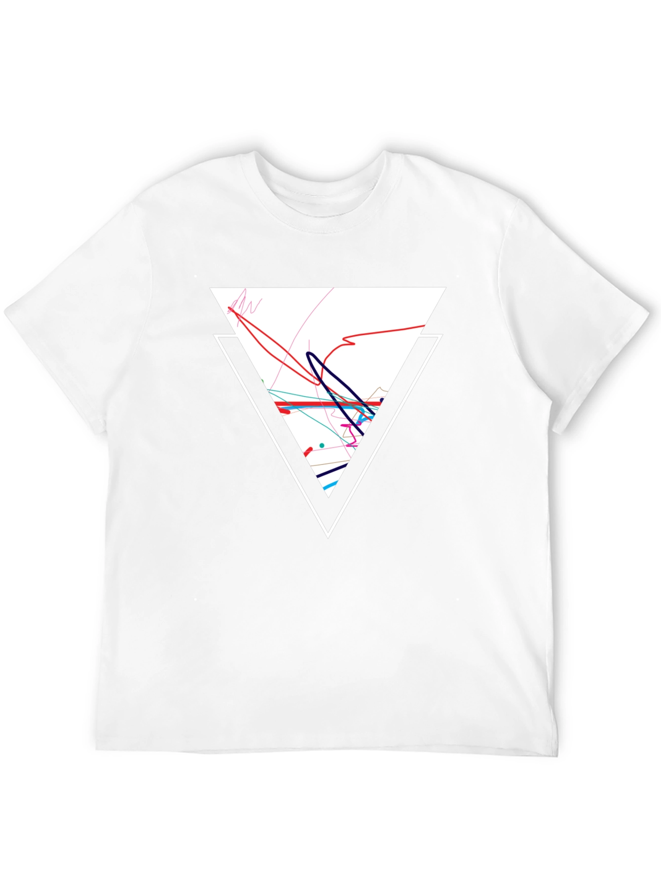 Geometric Triangle Graphic Tee - Black Cotton Casual Shirt