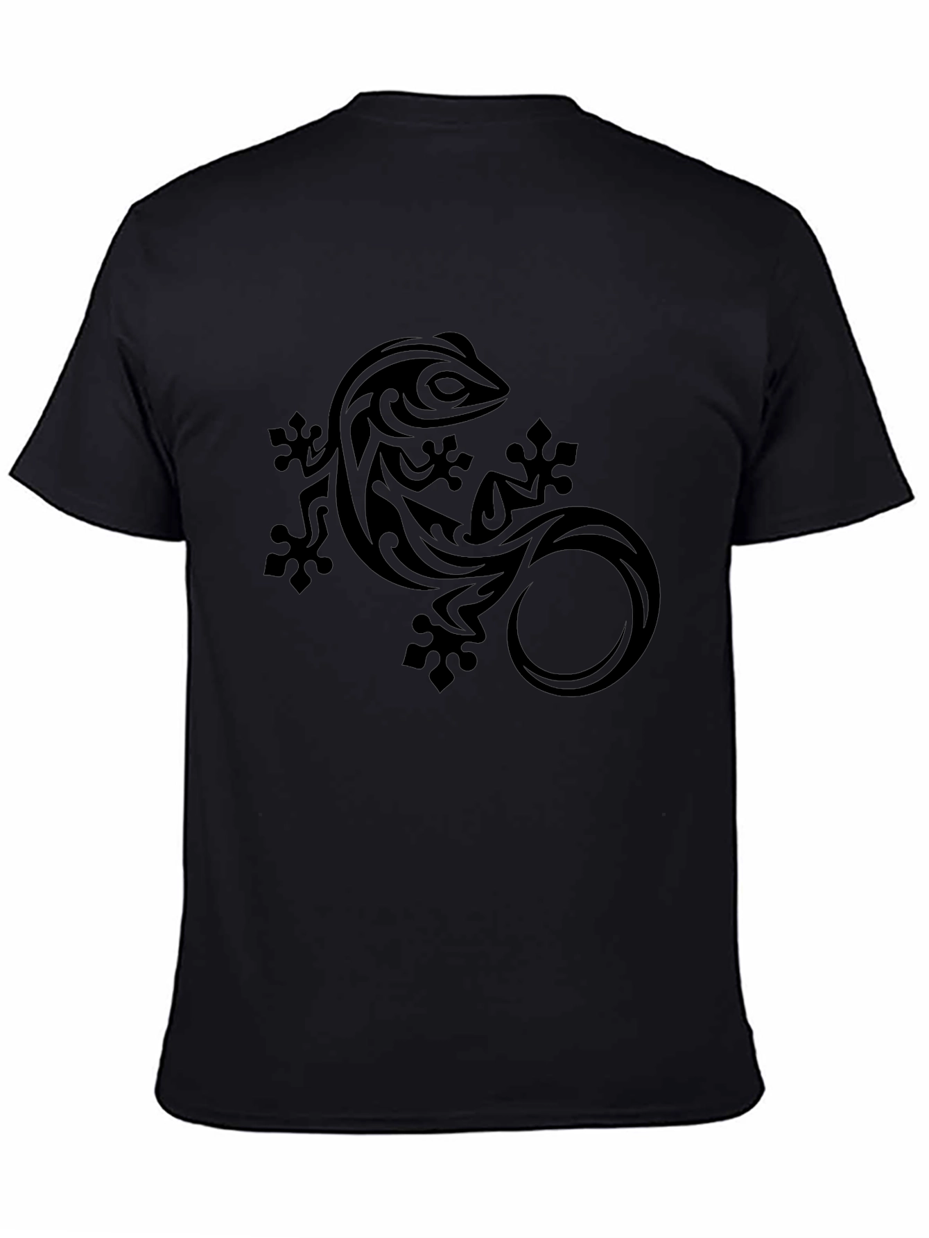 Black Lizard Graphic Tee - Tribal Tattoo Style