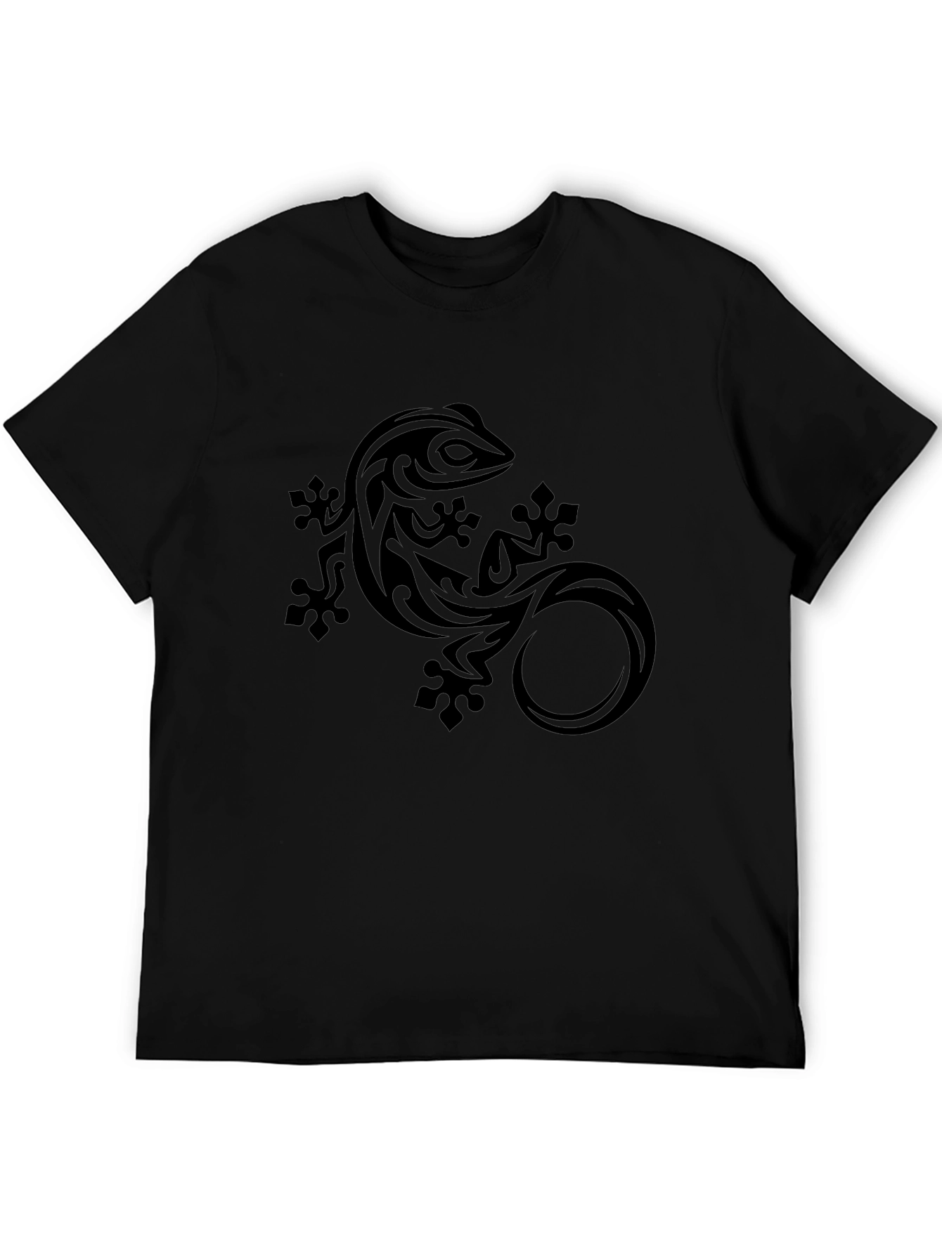 Black Lizard Graphic Tee - Tribal Tattoo Style