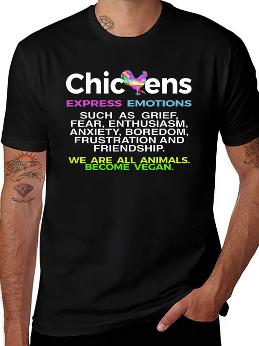 Chickens Express Emotions T-Shirt - Vegan Animal Lover Tee