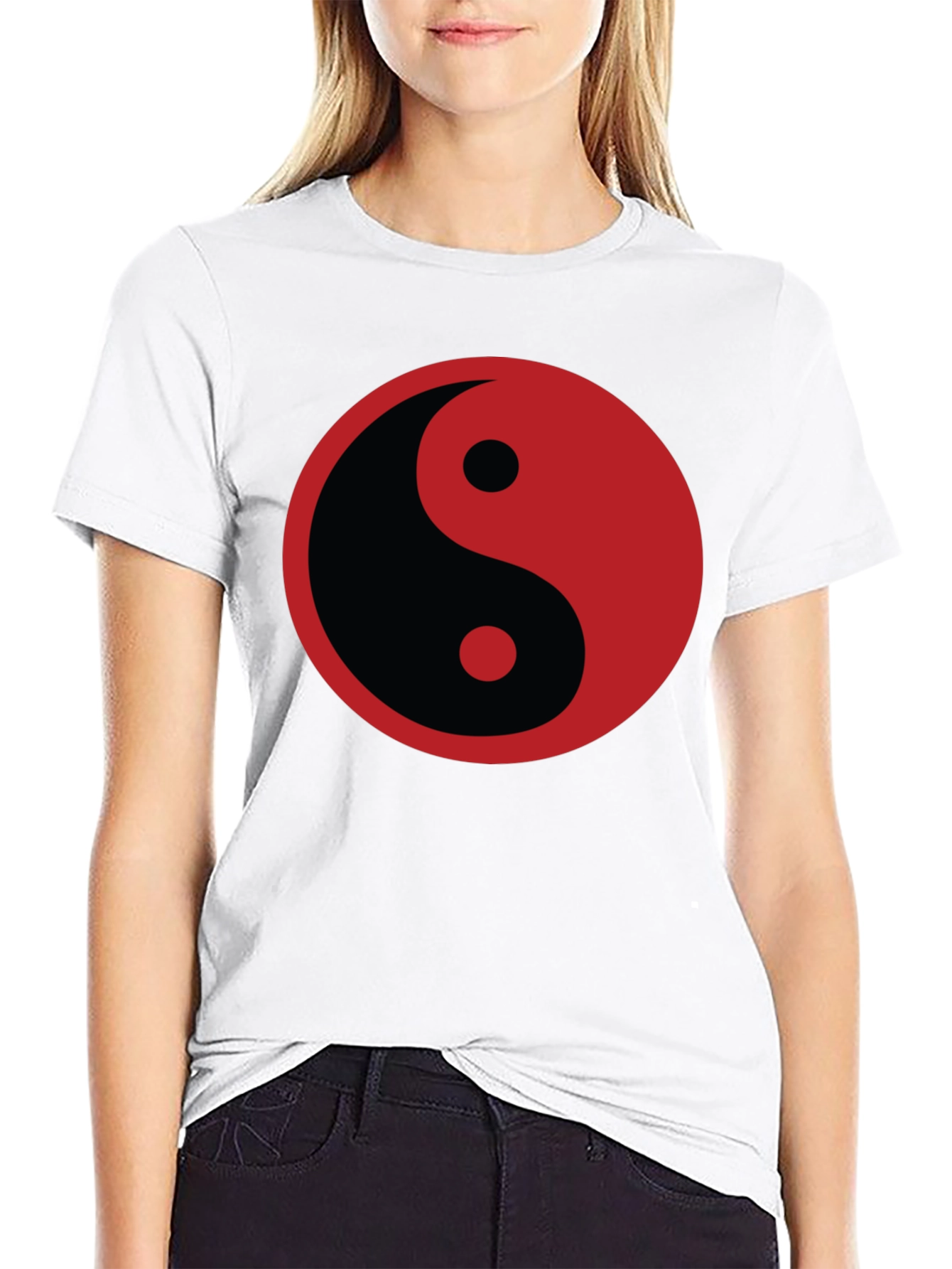 Yin Yang Graphic T-Shirt - Black Cotton Blend