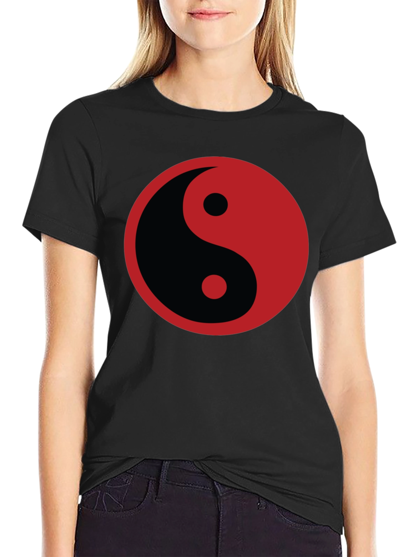 Yin Yang Graphic T-Shirt - Black Cotton Blend