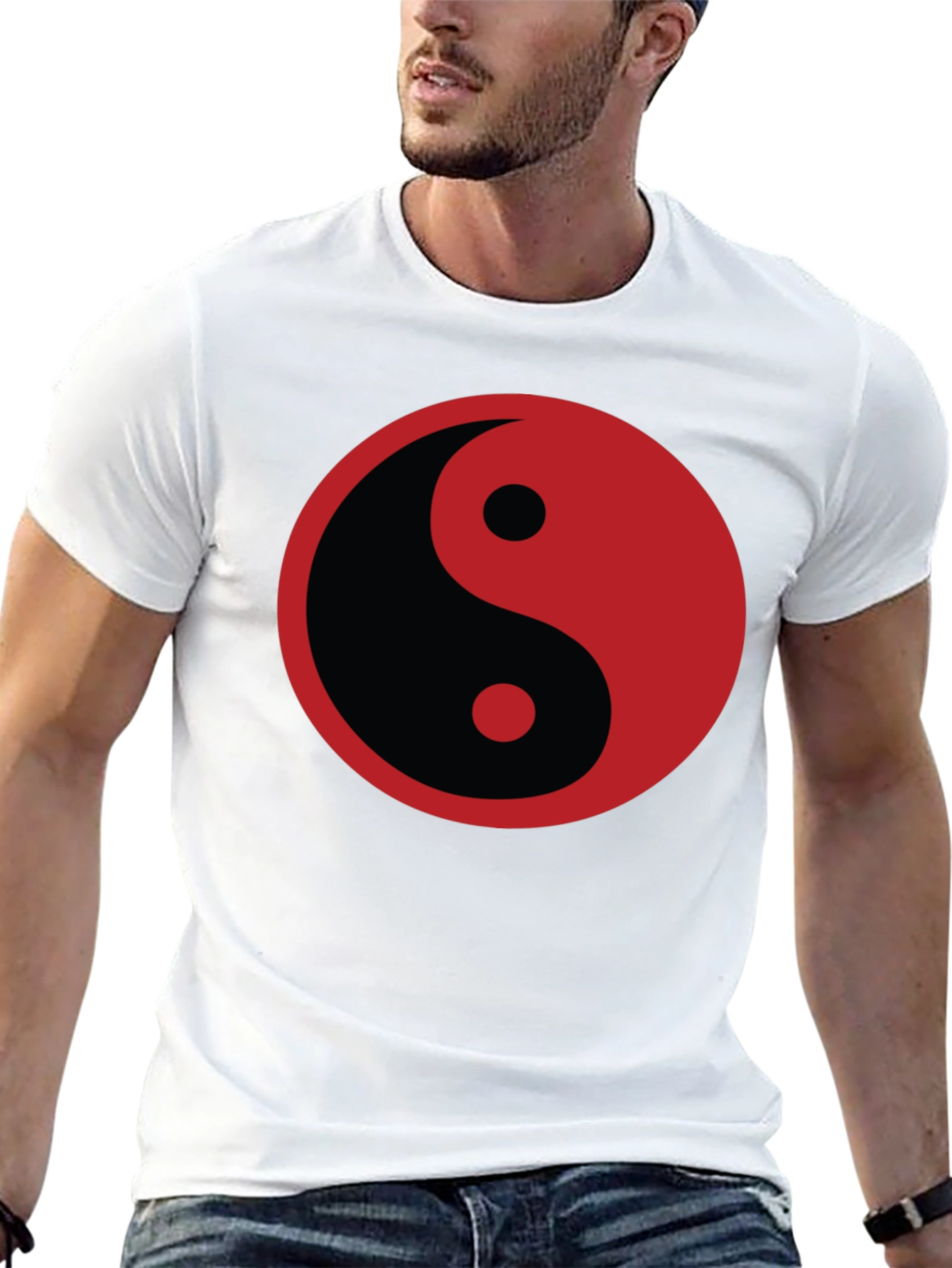 Yin Yang Graphic T-Shirt - Black Cotton Blend