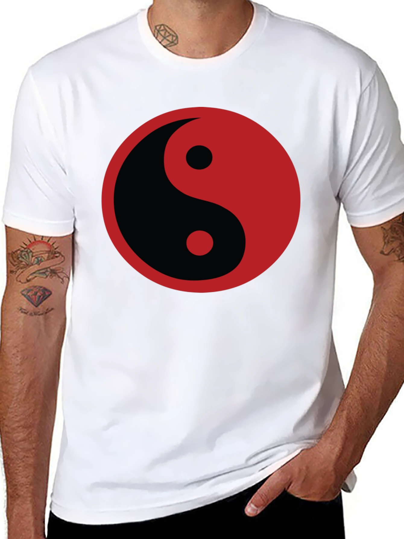 Yin Yang Graphic T-Shirt - Black Cotton Blend