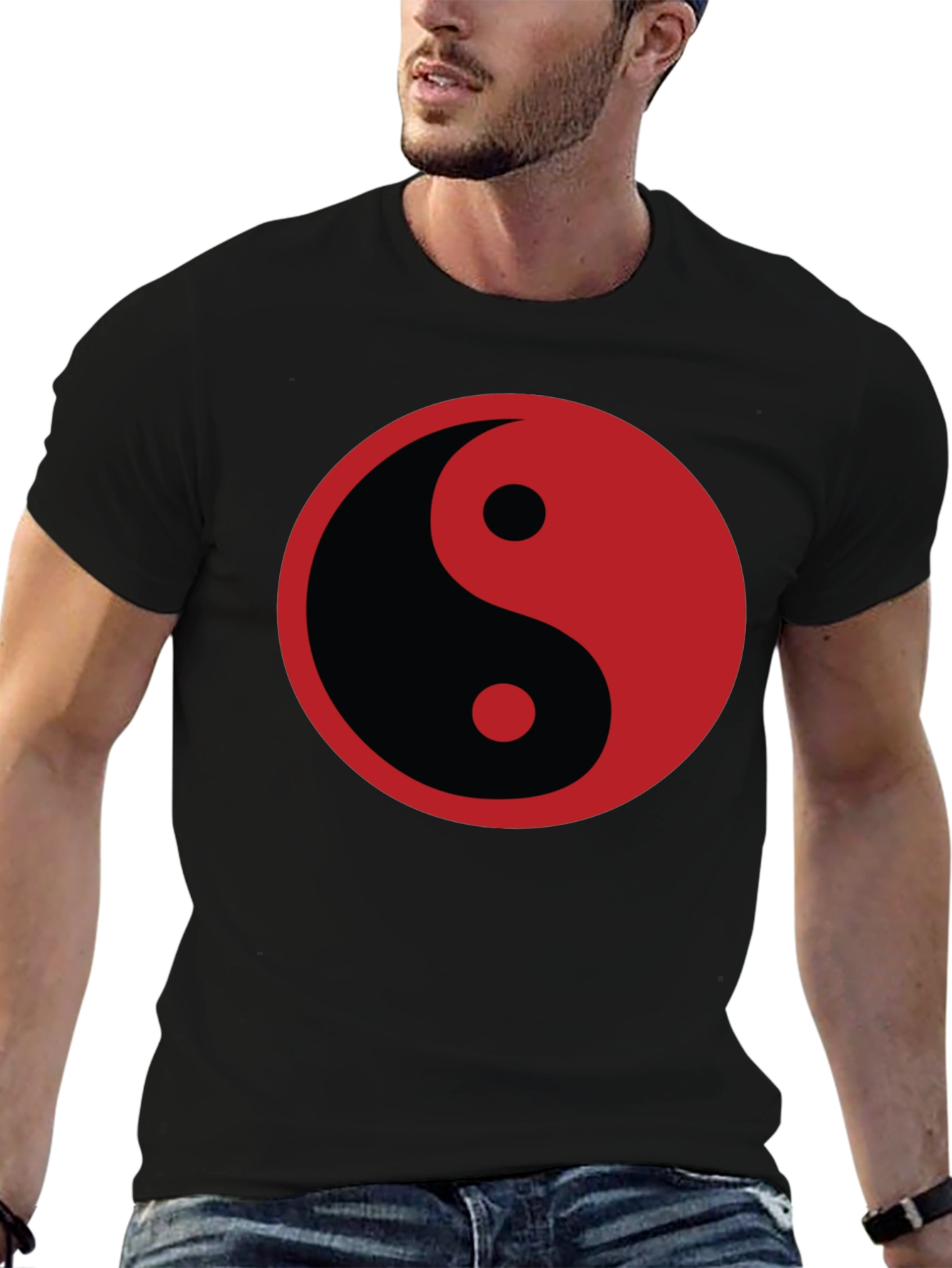 Yin Yang Graphic T-Shirt - Black Cotton Blend