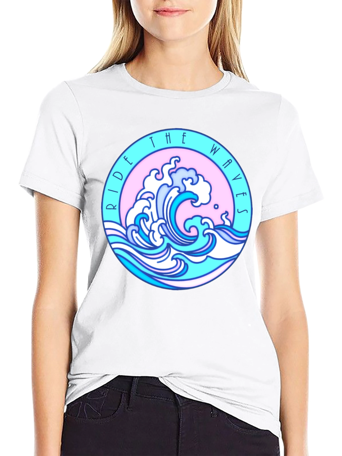 Ride The Waves Black Graphic Tee