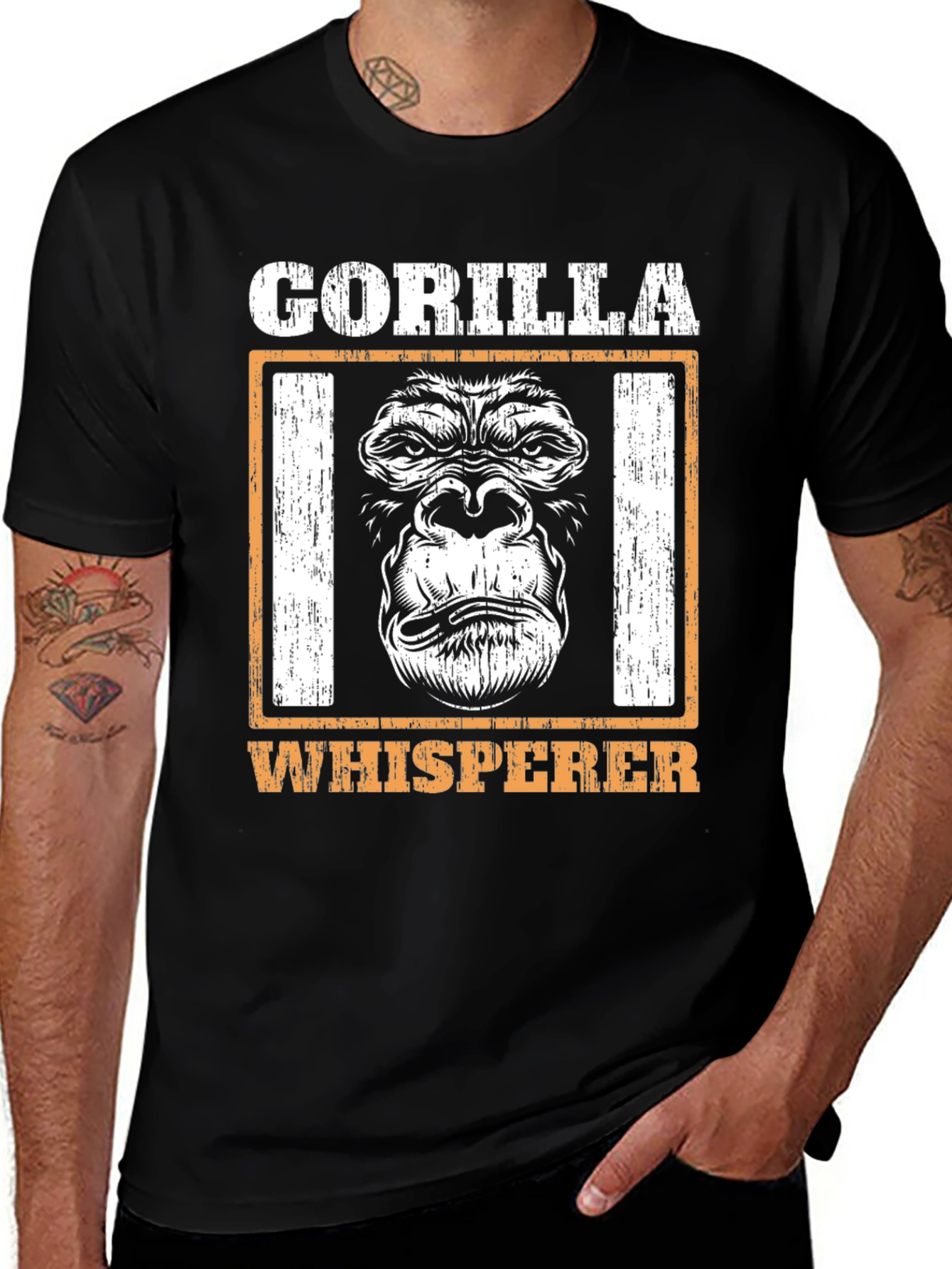 Gorilla Whisperer Graphic Tee - Black Cotton T-Shirt