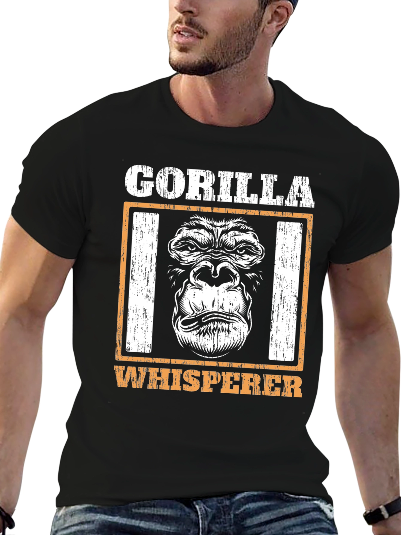 Gorilla Whisperer Graphic Tee - Black Cotton T-Shirt