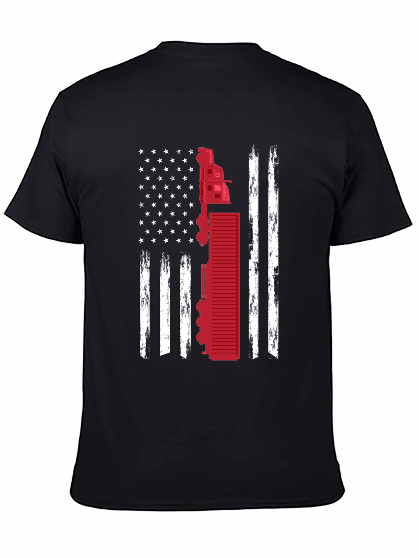 Trucker Flag T-Shirt Patriotic USA Truck Driver Tee