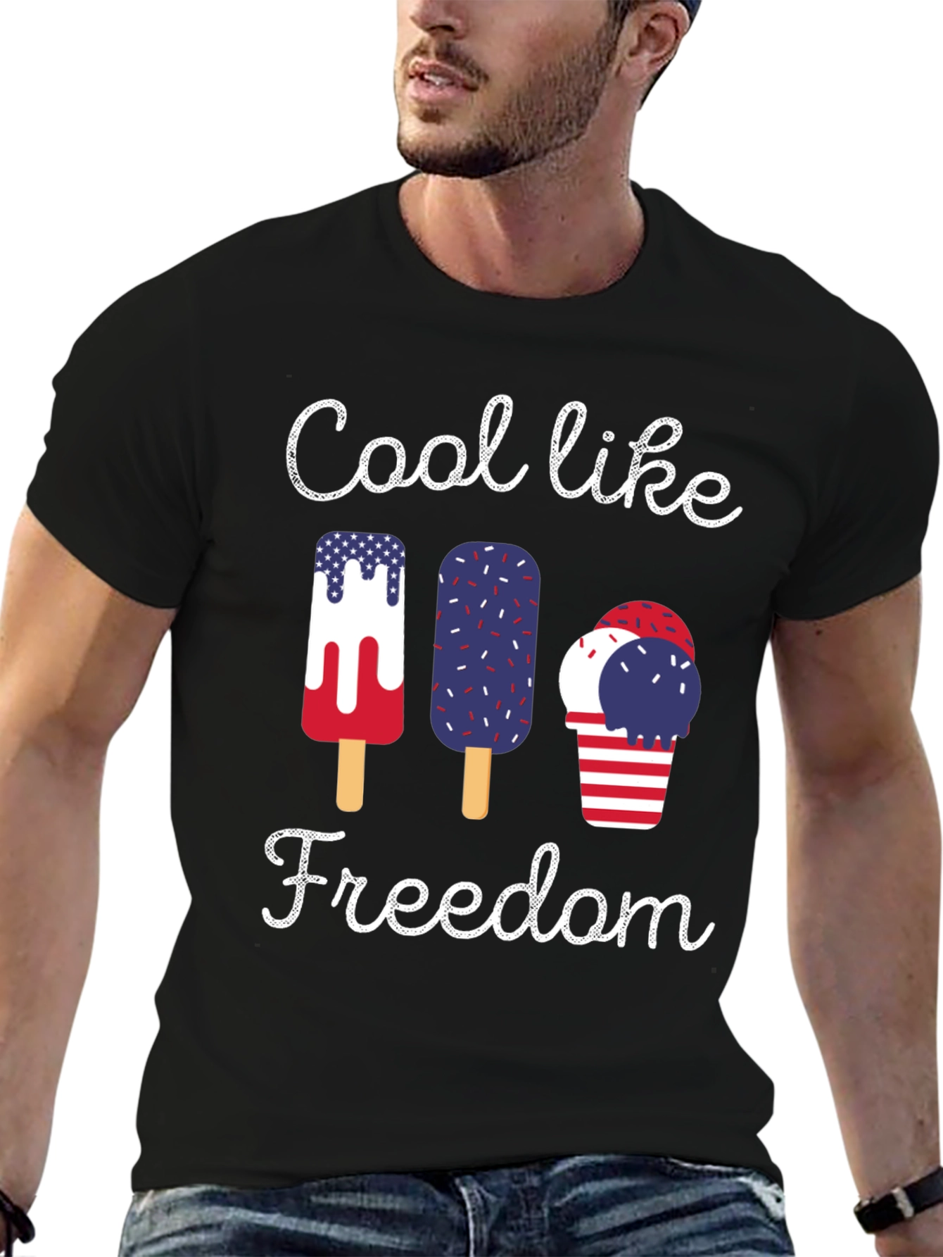 Cool Like Freedom Patriotic Graphic T-Shirt