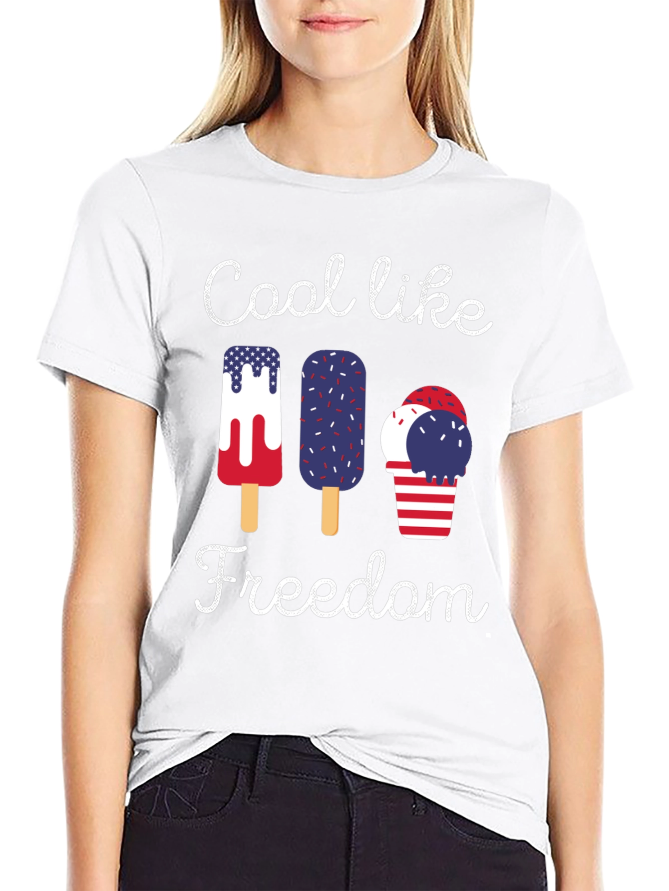 Cool Like Freedom Patriotic Graphic T-Shirt