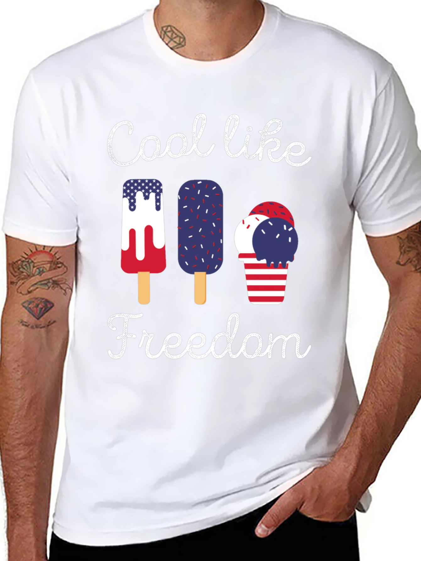 Cool Like Freedom Patriotic Graphic T-Shirt