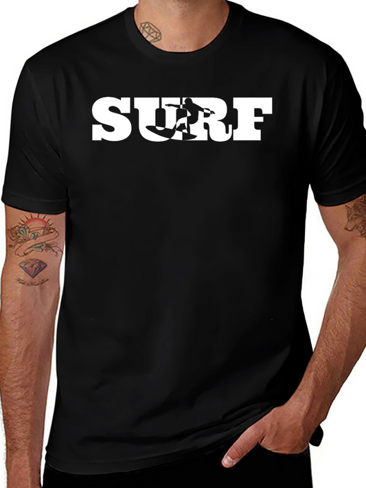 Surf Graphic Tee - Black Cotton T-Shirt