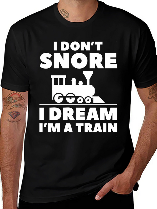 Funny I Dream Im a Train Black Graphic Tee