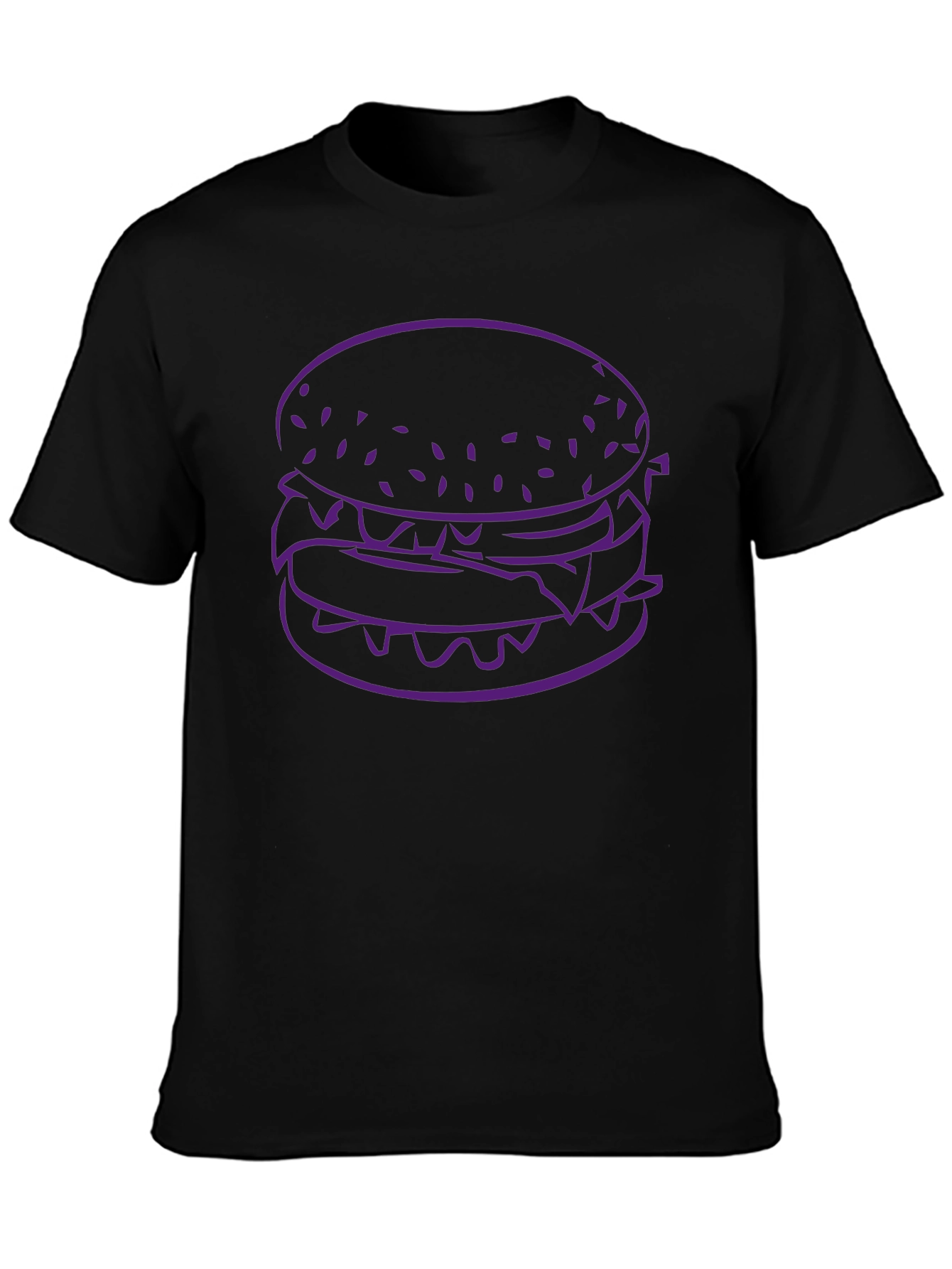 Burger Graphic Tee - Black Cotton T-Shirt