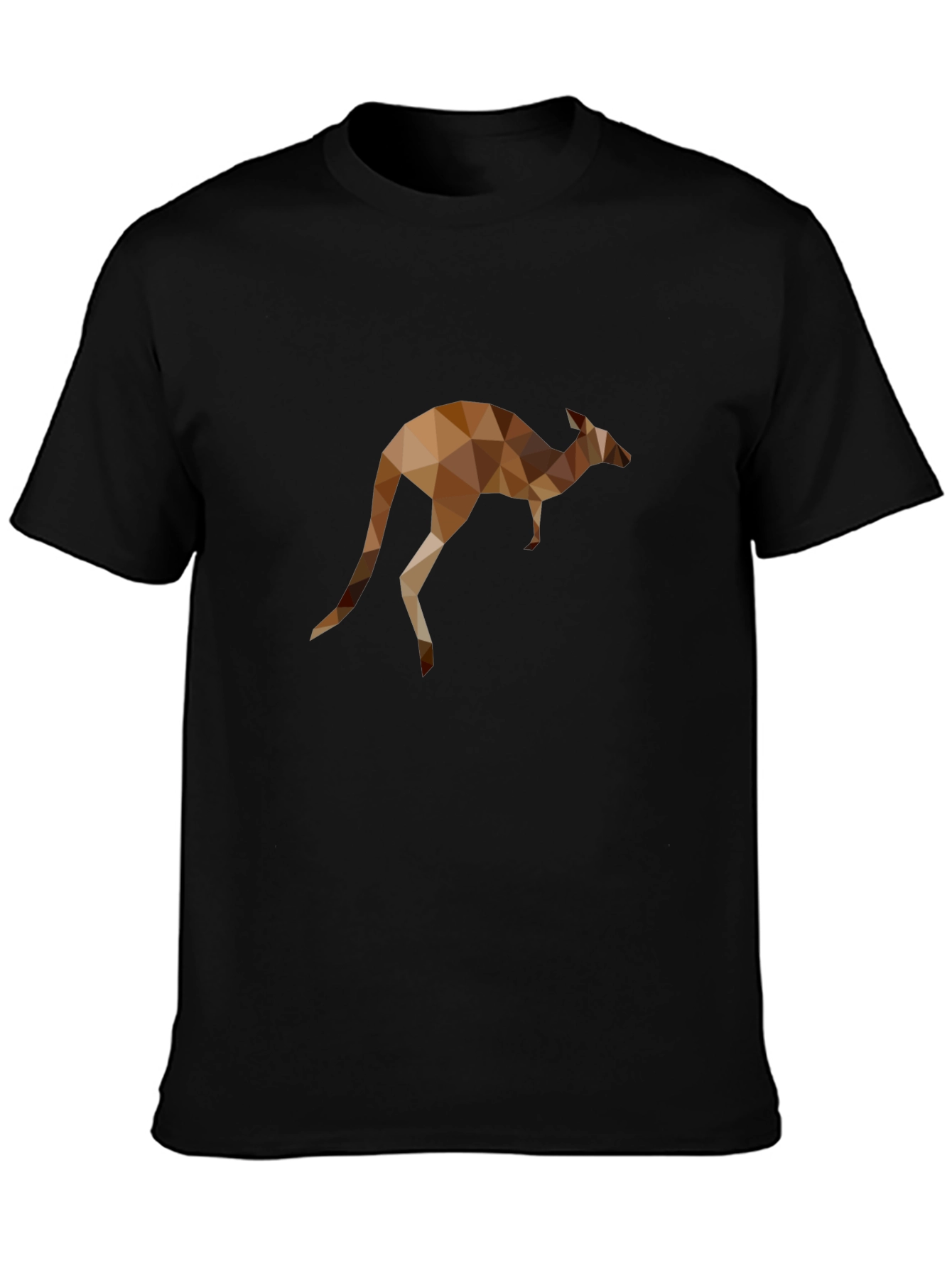 Geometric Kangaroo Print Black T-Shirt