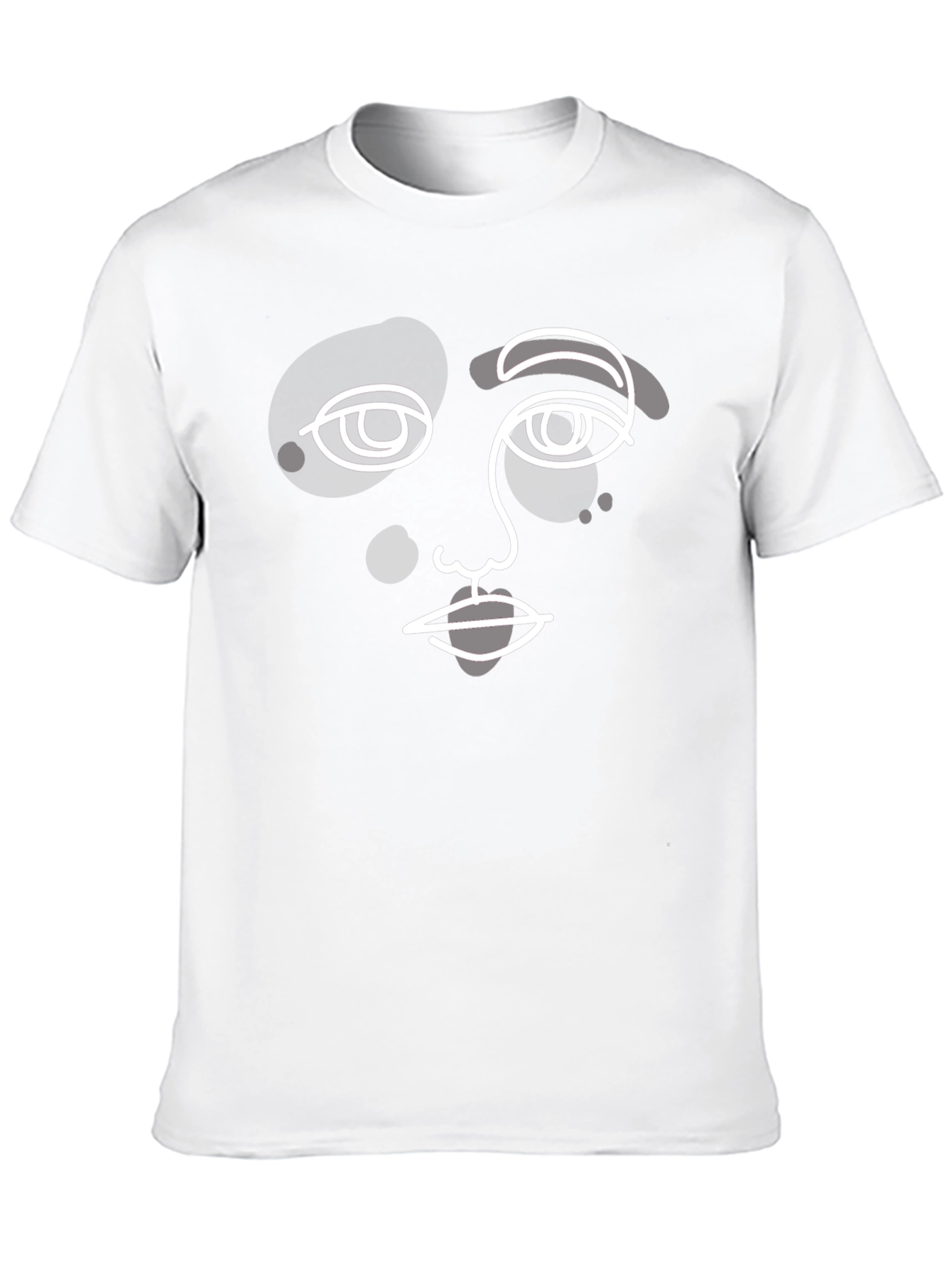 Abstract Face Graphic Tee - Modern Art Style T-Shirt