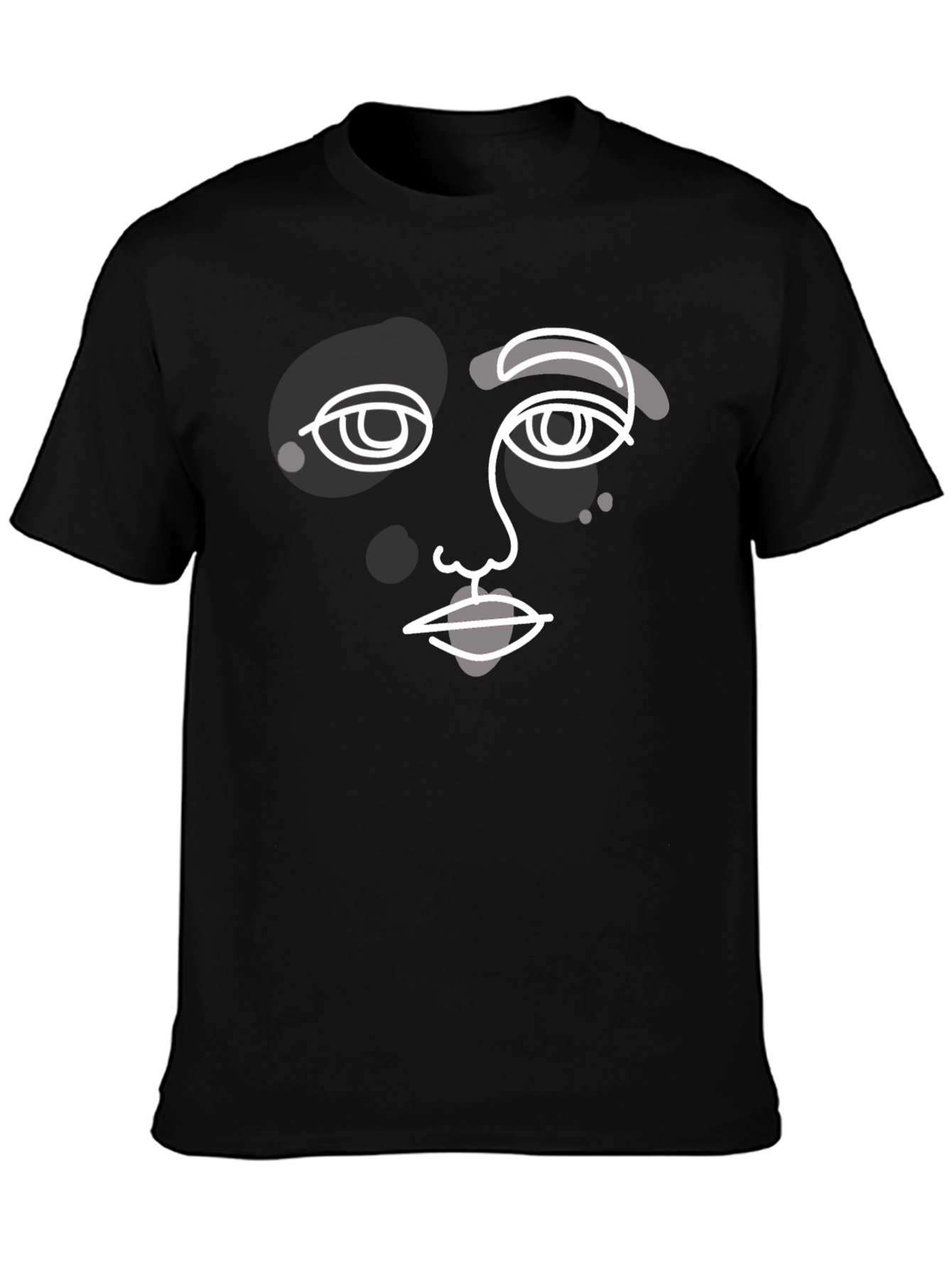 Abstract Face Graphic Tee - Modern Art Style T-Shirt