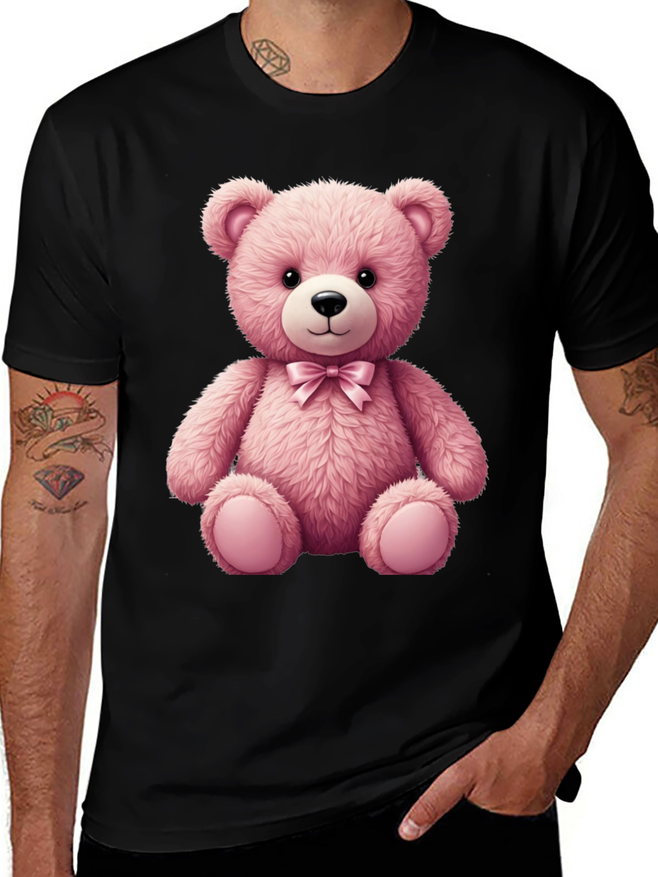 Pink Teddy Bear Graphic T-Shirt