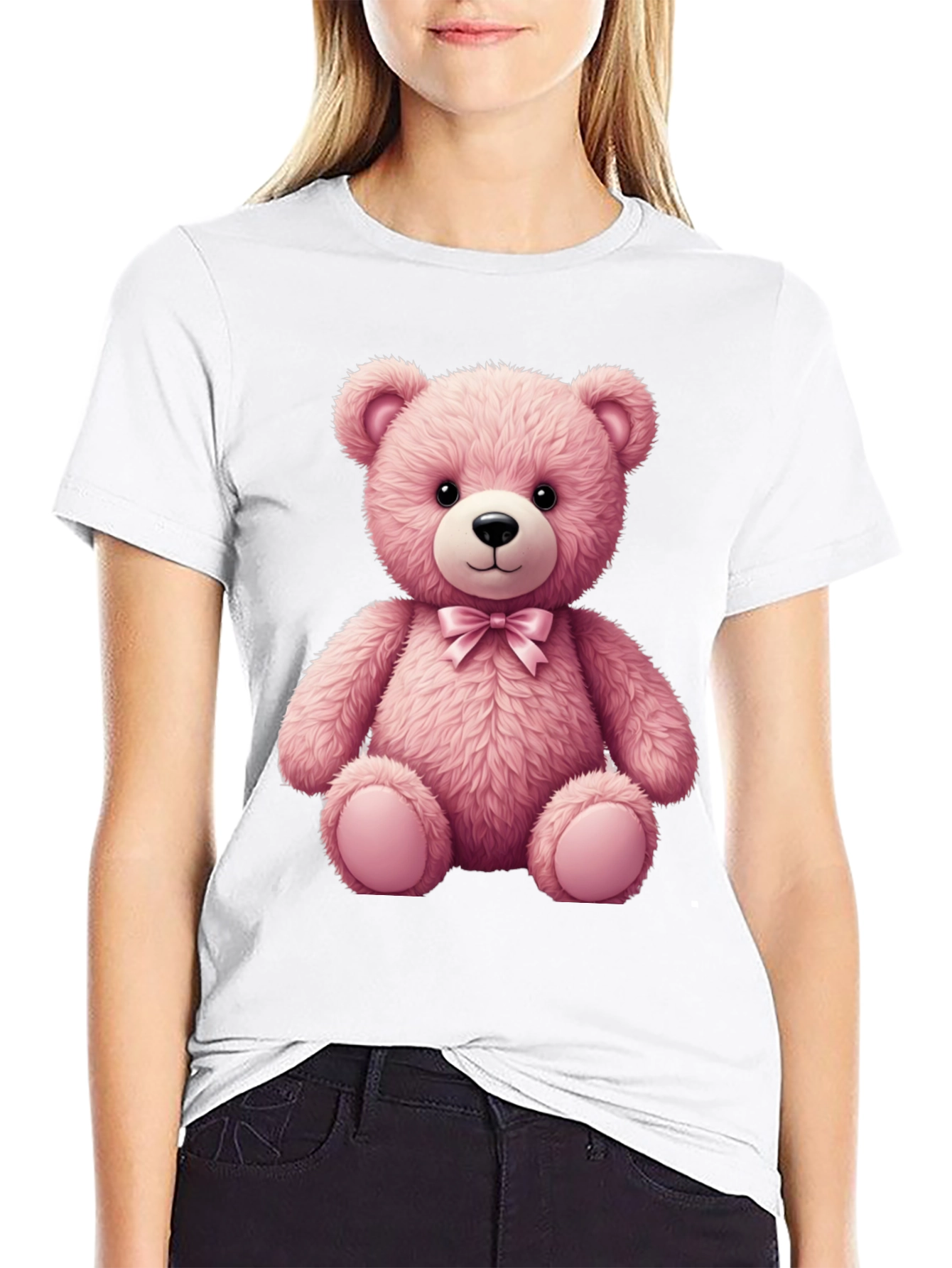 Pink Teddy Bear Graphic T-Shirt