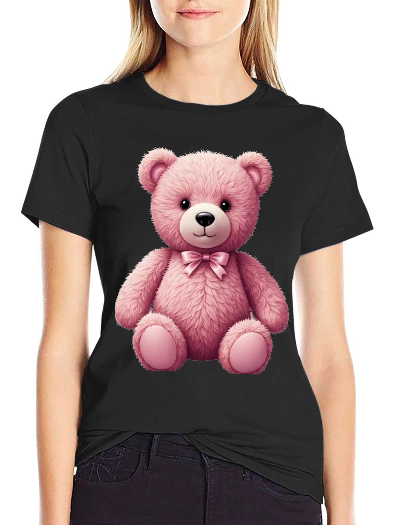 Pink Teddy Bear Graphic T-Shirt
