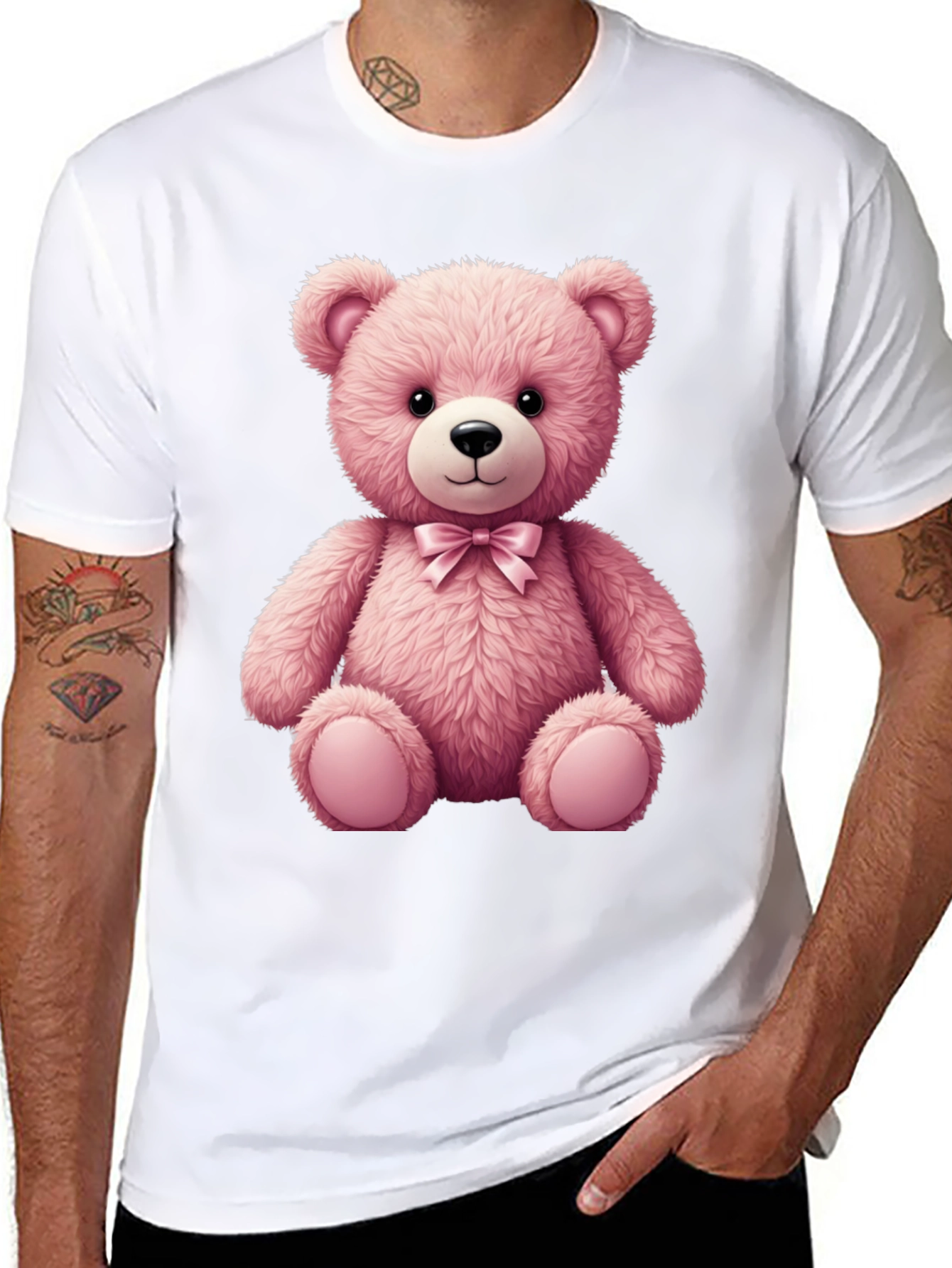 Pink Teddy Bear Graphic T-Shirt