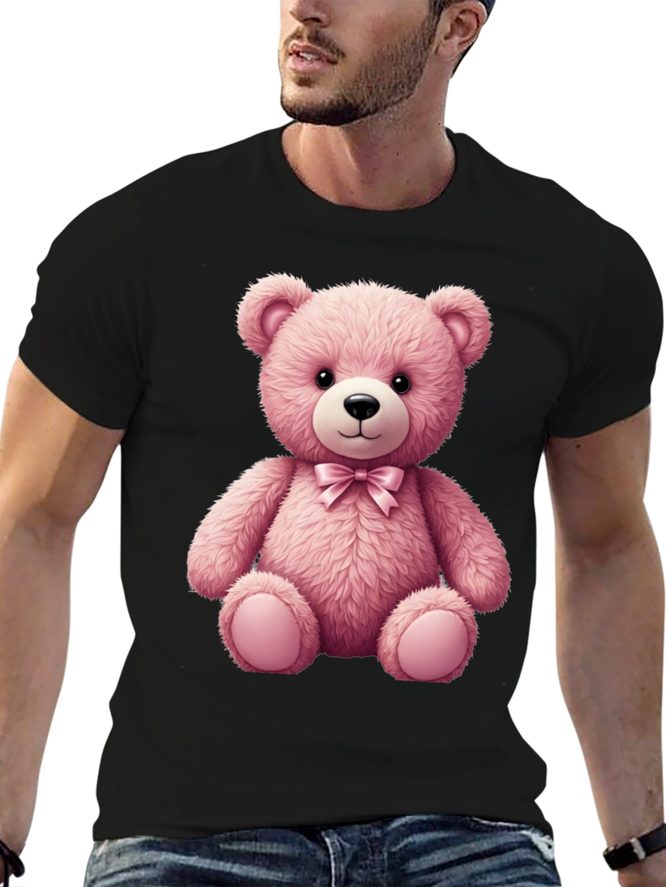 Pink Teddy Bear Graphic T-Shirt