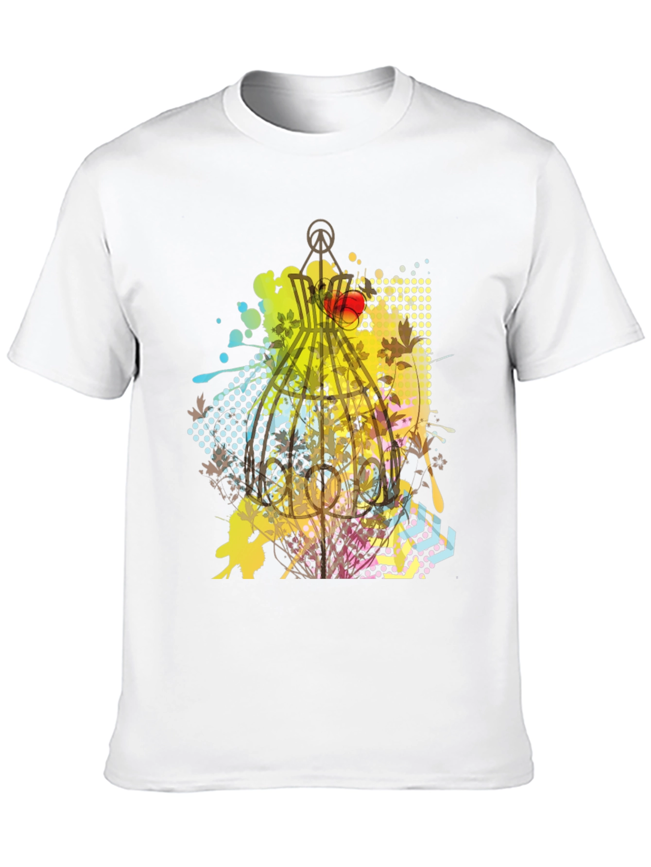 Graphic Birdcage T-Shirt - Artistic Design