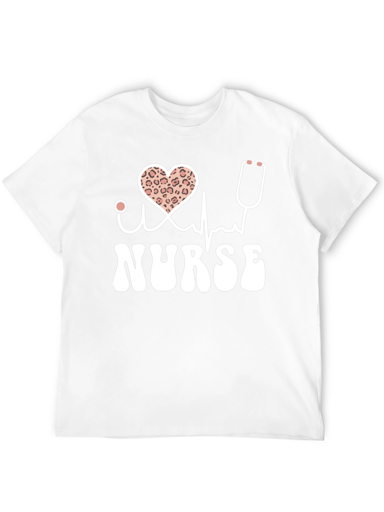 Nurse T-Shirt Heart Leopard Print