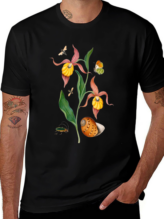 Botanical Print T-Shirt - Black