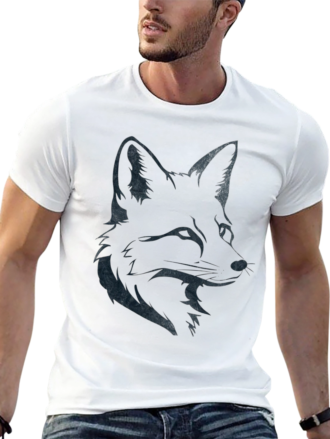 Fox Graphic Print Crew Neck T-Shirt