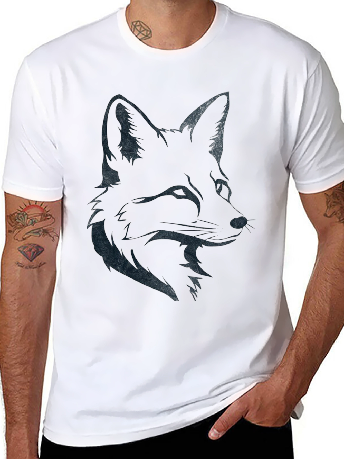 Fox Graphic Print Crew Neck T-Shirt