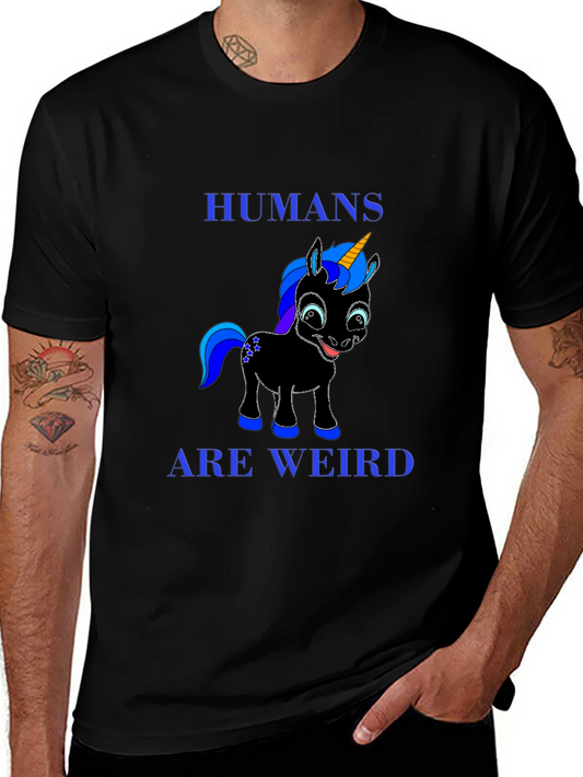 Humans Are Weird Unicorn Graphic Tee - Black