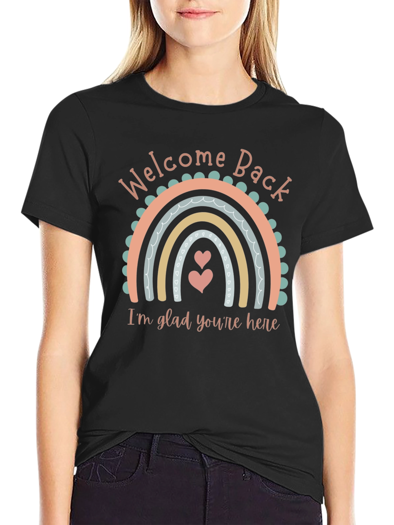 Welcome Back Graphic Tee - Rainbow Design