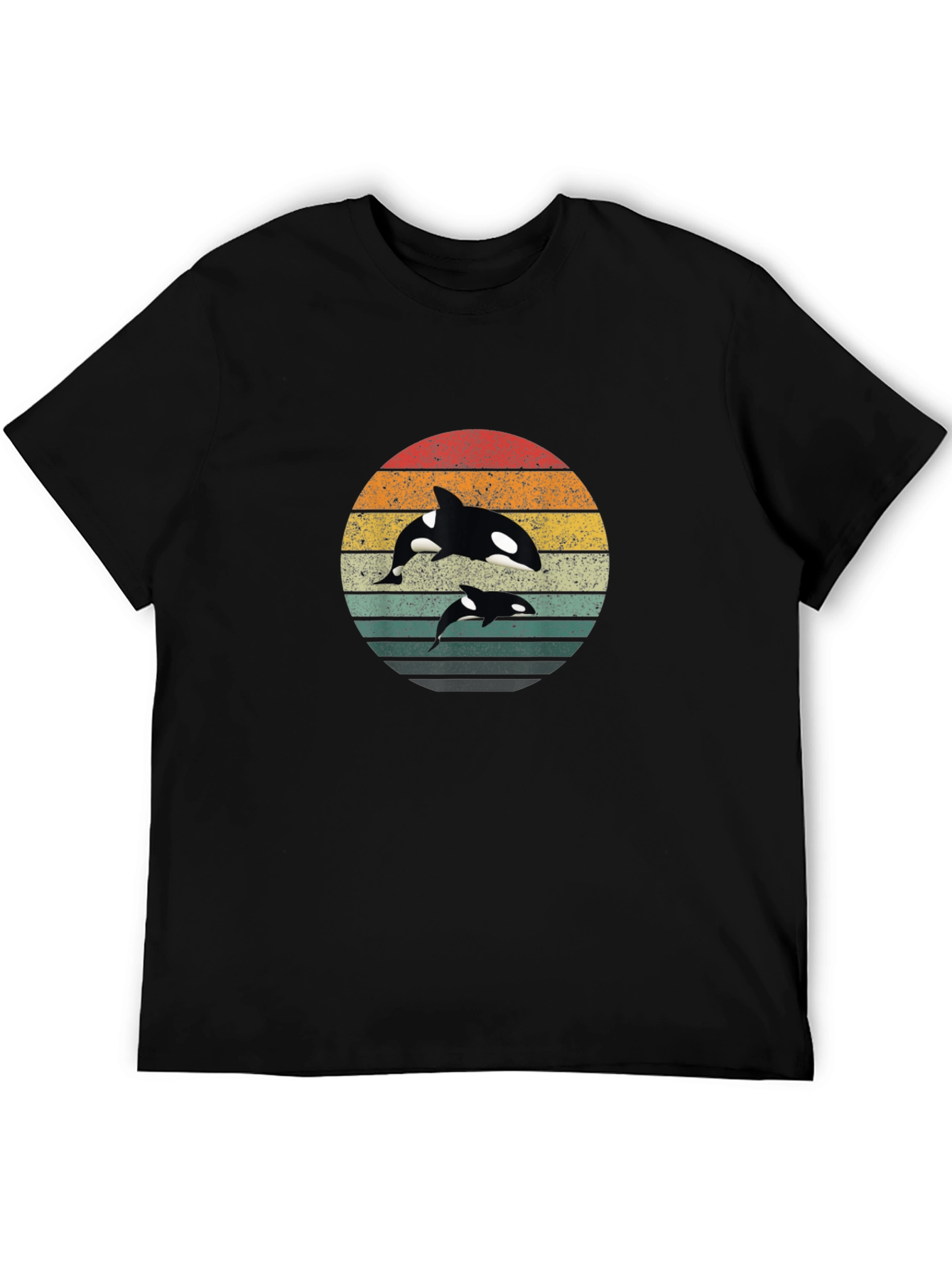 Orca Sunset Graphic Tee - Stylish Black T-Shirt