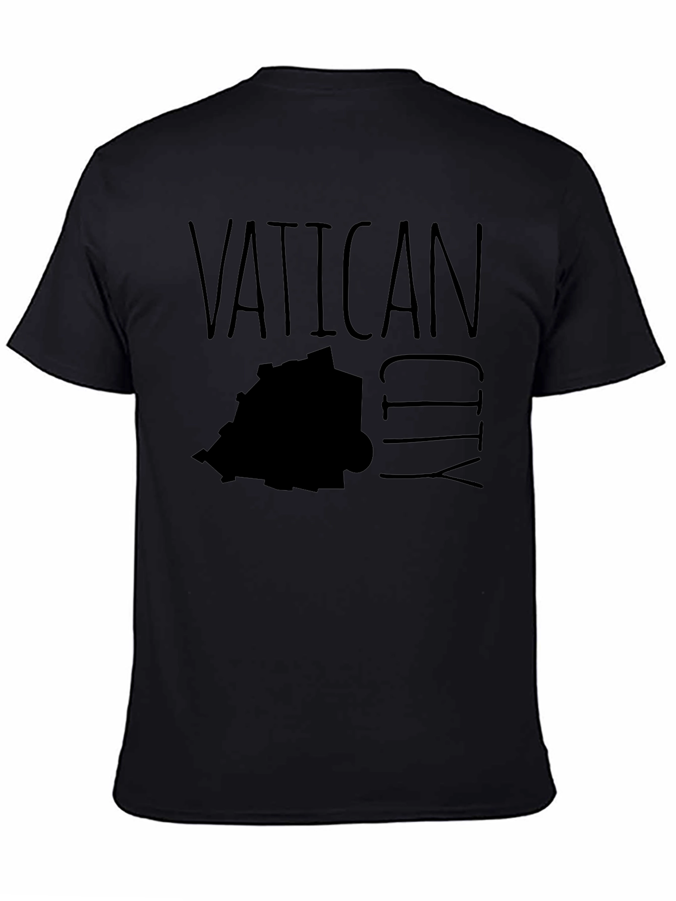 Vatican City Map Graphic T-Shirt - Black