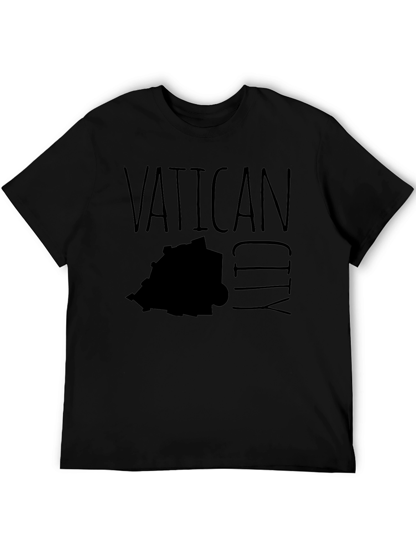 Vatican City Map Graphic T-Shirt - Black