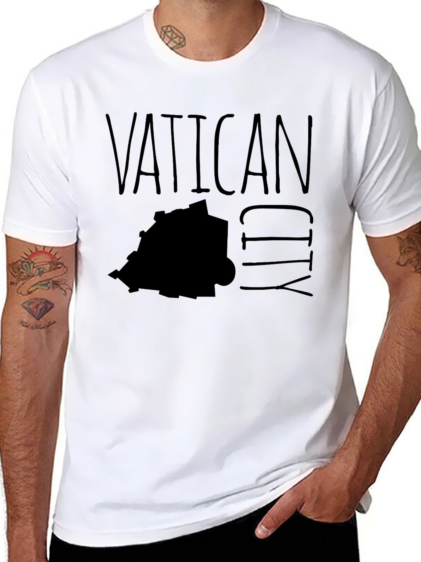 Vatican City Map Graphic T-Shirt - Black