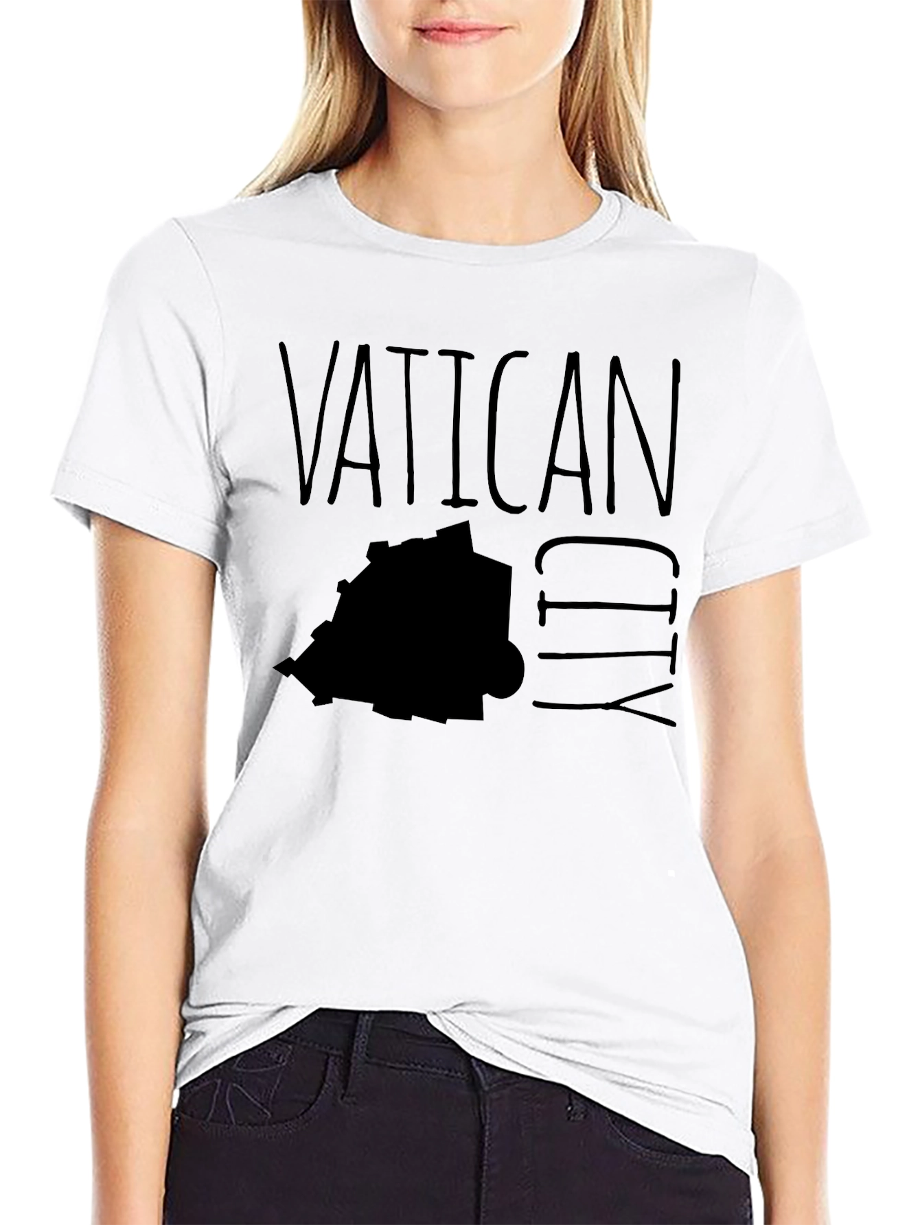 Vatican City Map Graphic T-Shirt - Black