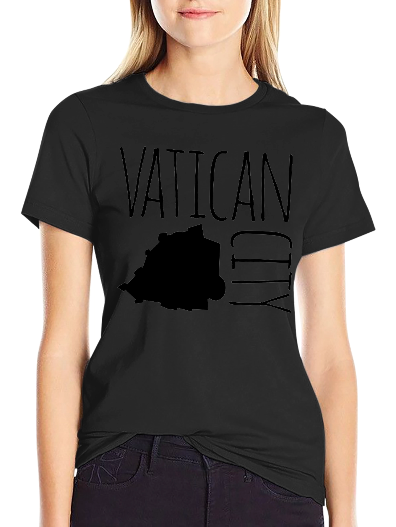 Vatican City Map Graphic T-Shirt - Black