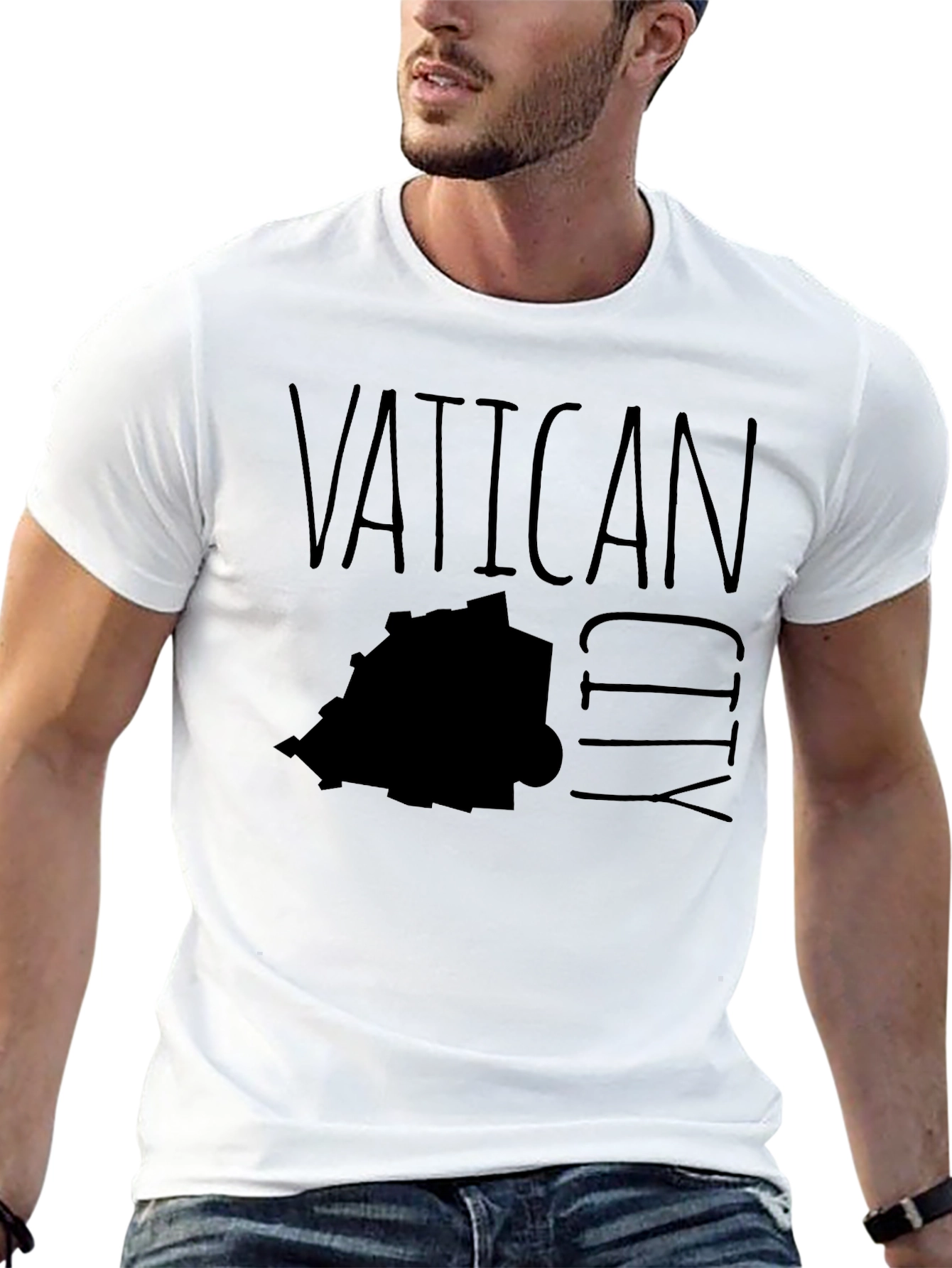 Vatican City Map Graphic T-Shirt - Black