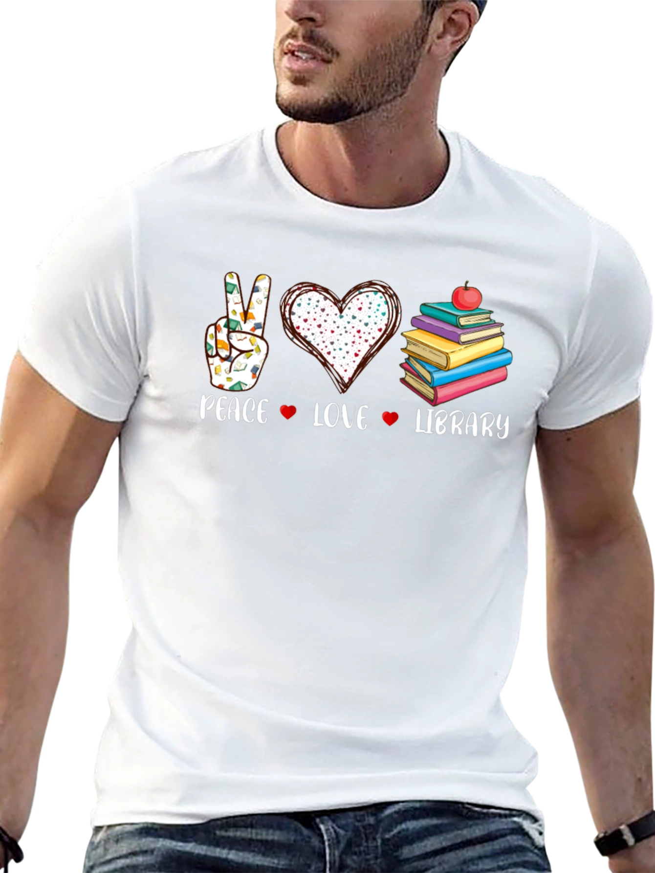 Peace Love Library Graphic T-Shirt