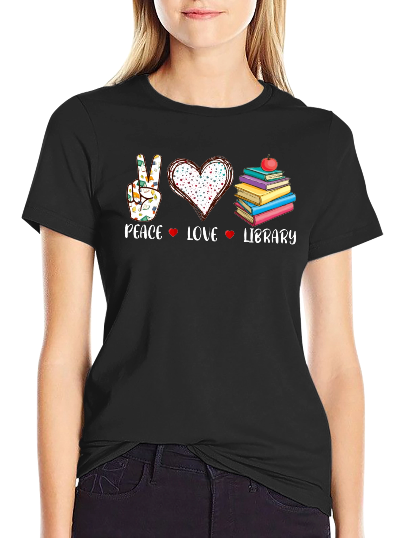 Peace Love Library Graphic T-Shirt