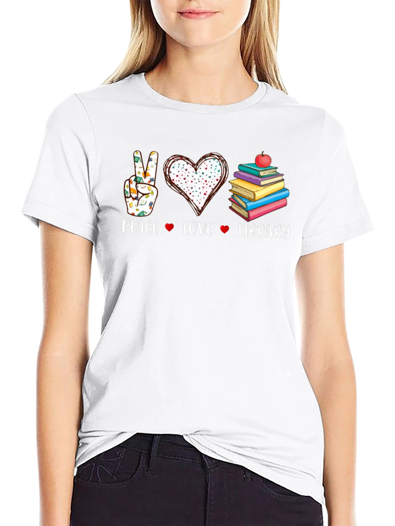 Peace Love Library Graphic T-Shirt