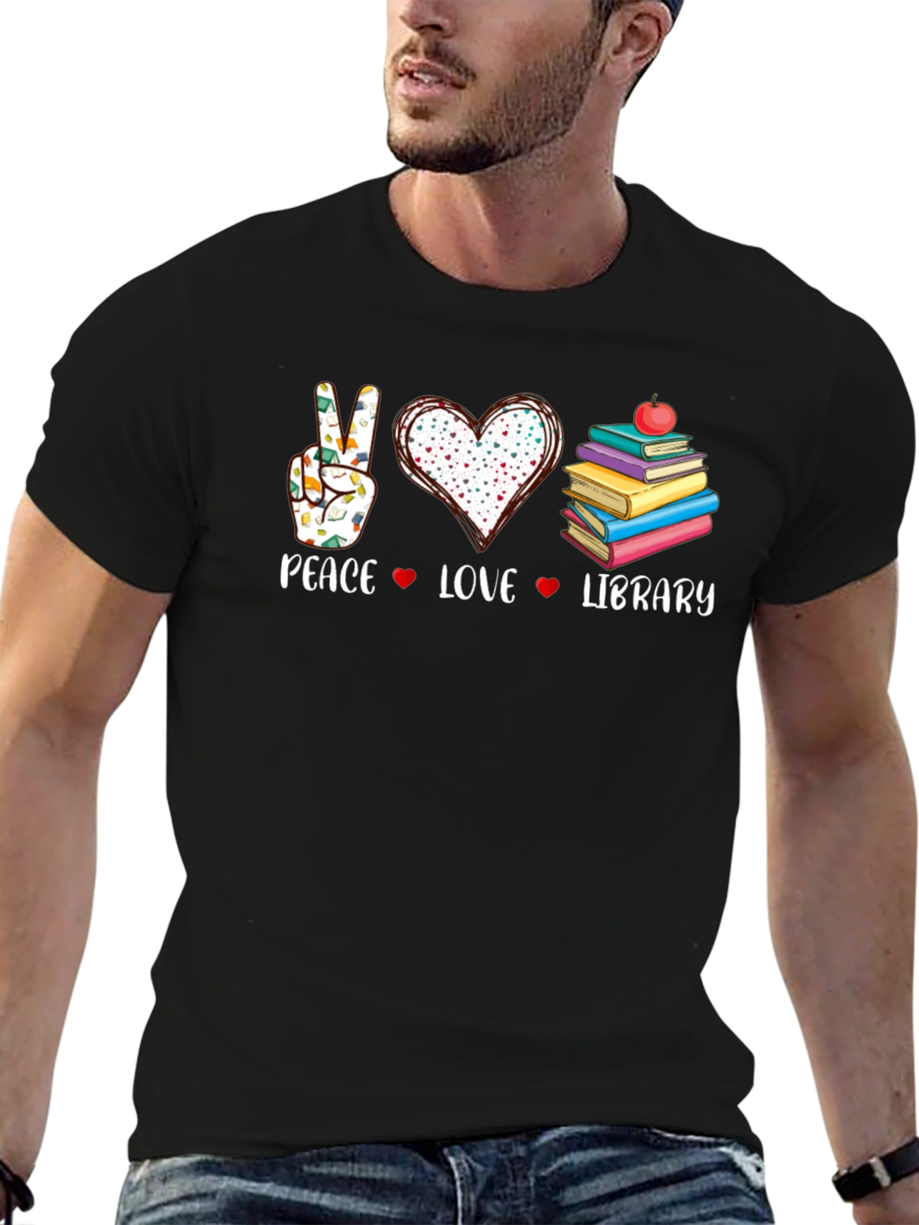 Peace Love Library Graphic T-Shirt