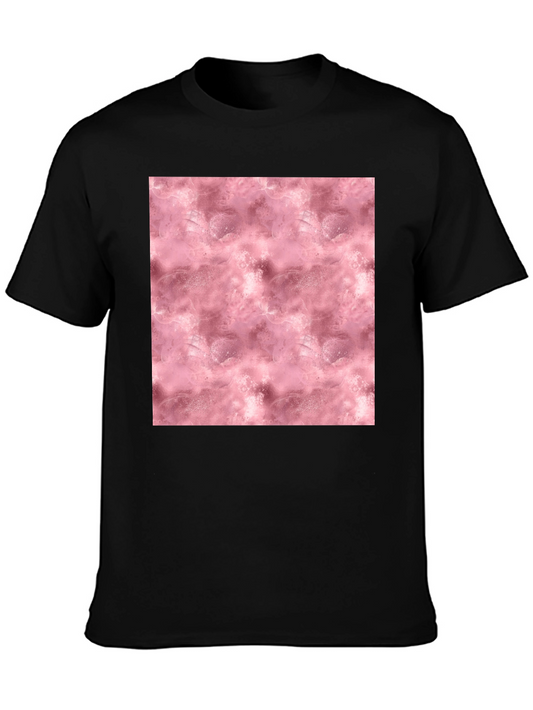 Stylish Black Tee with Abstract Pink Pattern