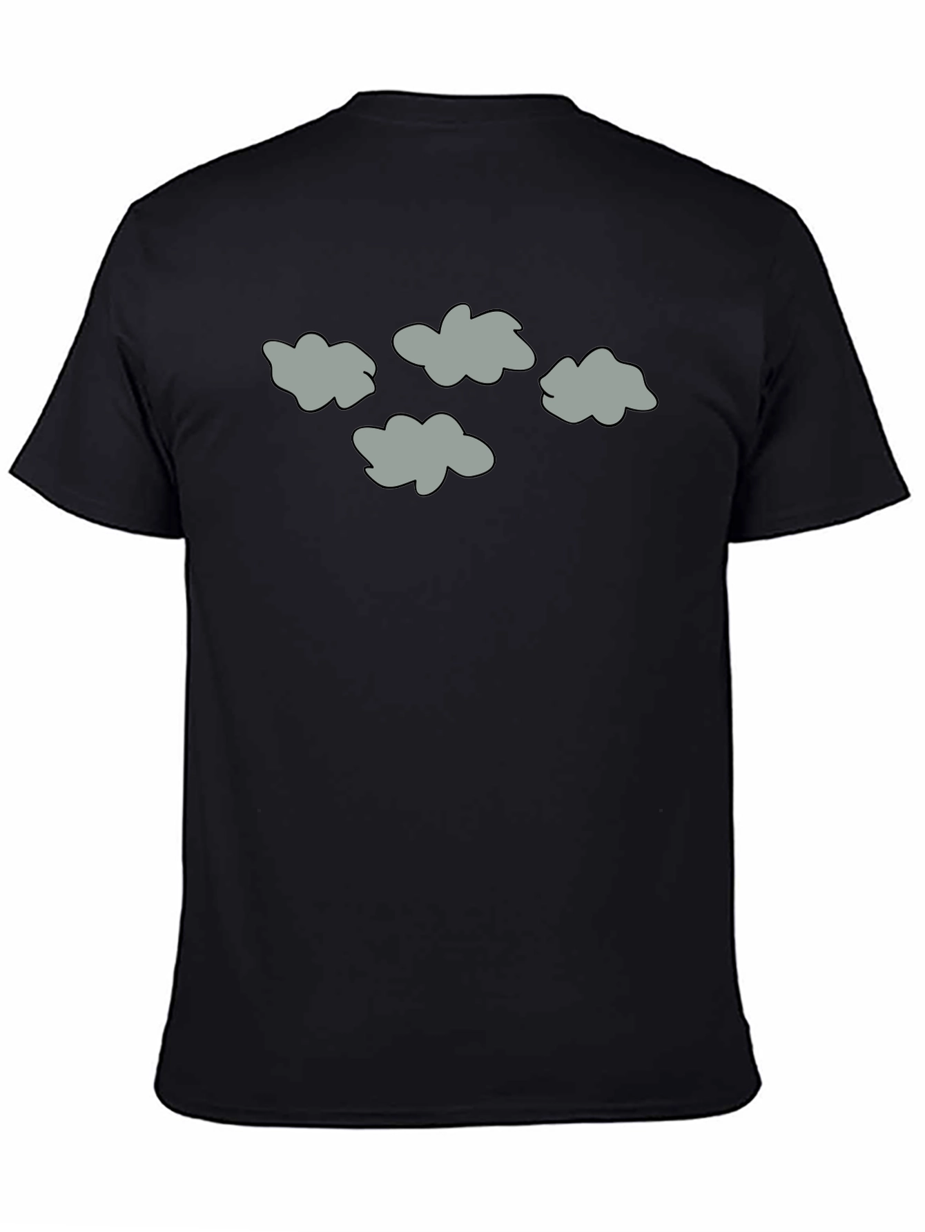 Cloud T-Shirt Grey Clouds on Black
