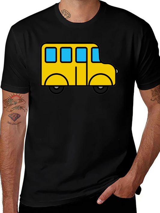 Cartoon Bus Graphic Tee - Black