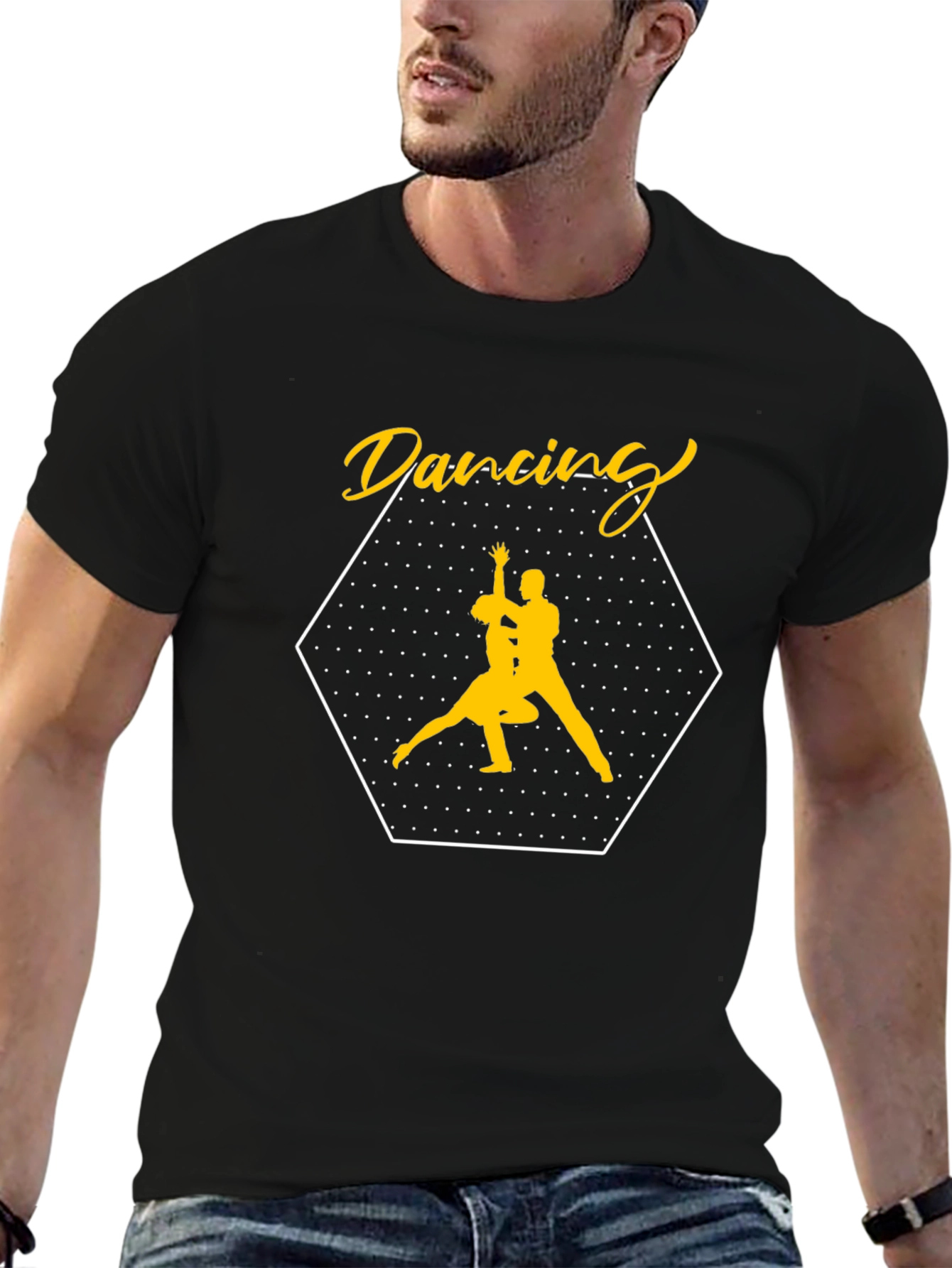 Dancing Couple Graphic Tee - Stylish Black T-Shirt