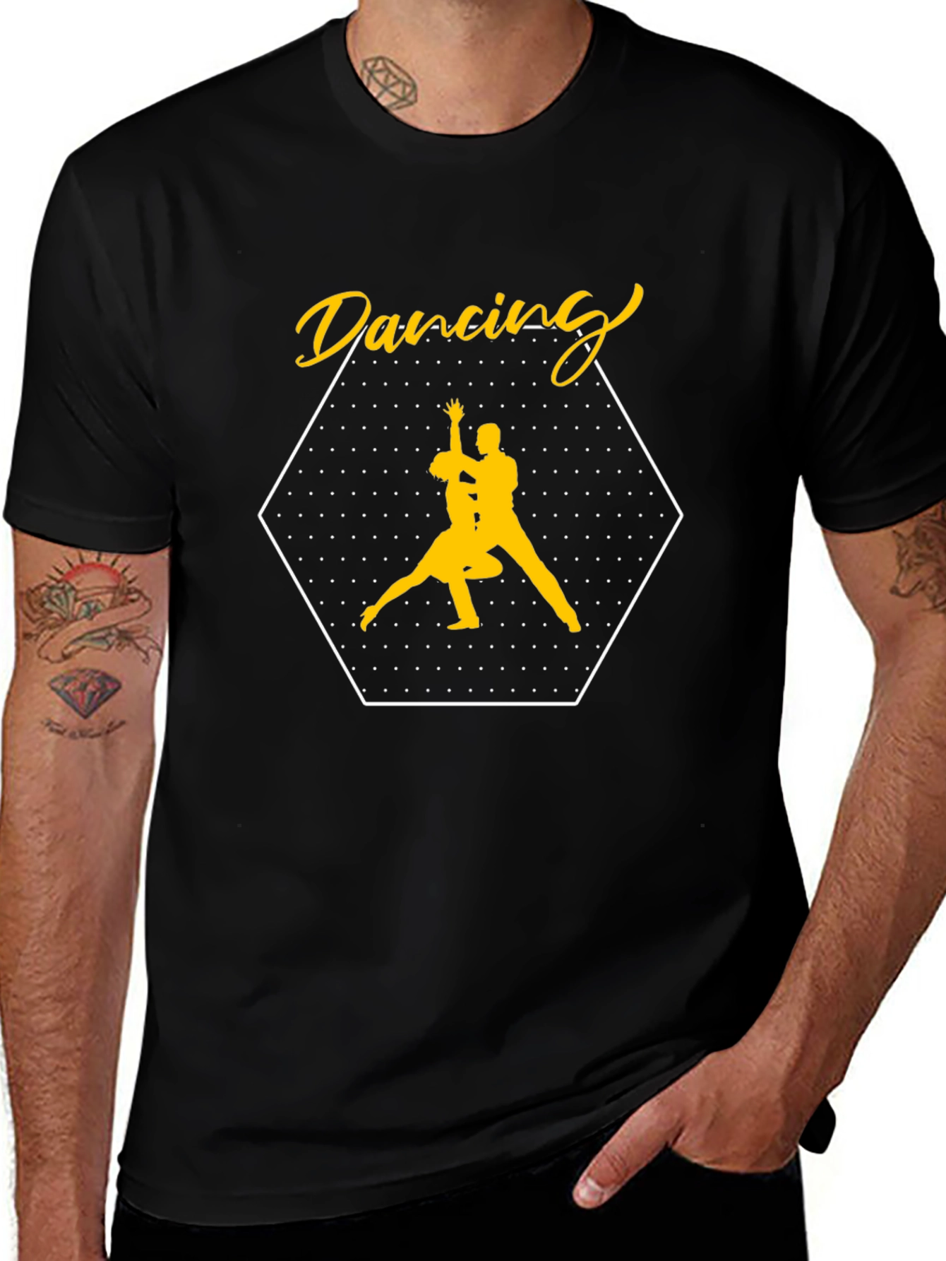 Dancing Couple Graphic Tee - Stylish Black T-Shirt